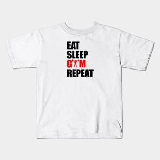 eat sleep gym repeat Kids T-Shirt